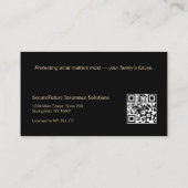 Minimaler QR-Code für Black Gold Life Insurance Br Visitenkarte (Rückseite)