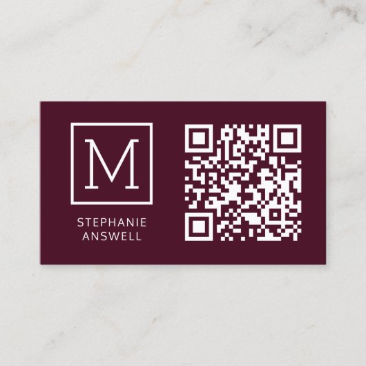 Minimaler QR-Code für Burgund-Logo-Berufliche Visitenkarte (Vorderseite)