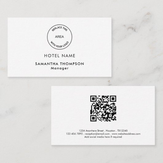 Minimaler QR-Code für das Hotel Visitenkarte (Vorne/Hinten)