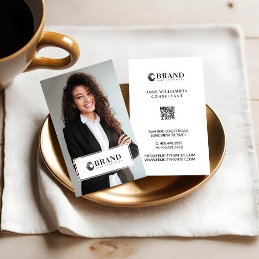 Minimaler QR-Code für das moderne Business Foto Visitenkarte