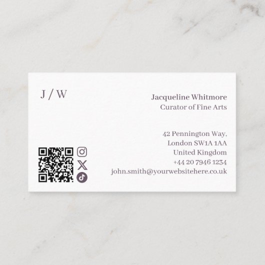Minimaler QR-Code für das QR-Monogramm für Blumenm Visitenkarte (Rückseite)