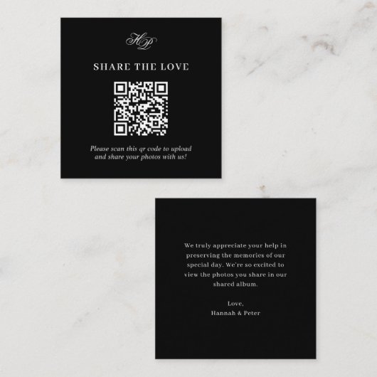 Minimaler QR-Code für ein elegantes Monogramm, die Begleitkarte (Vorne/Hinten)
