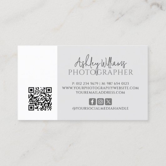 Minimaler QR-Code für Foto-Fotografie Visitenkarte (Rückseite)