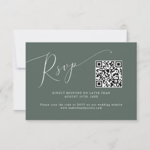 Minimaler QR-Code für grüne Hochzeiten RSVP Karte