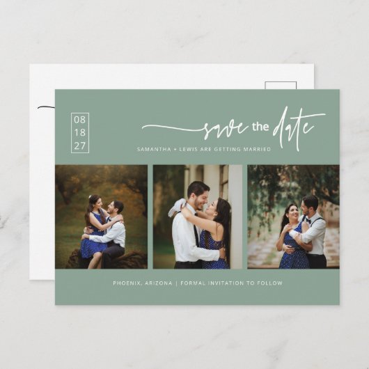 Minimaler QR-Code für grünes Foto im Sage-Modus Sa Postkarte (Vorne/Hinten)