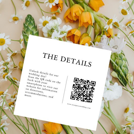 Minimaler QR-Code für Hochzeiten Website Online-De Begleitkarte