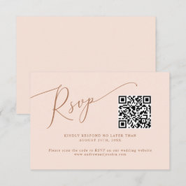 Minimaler QR-Code für Hochzeitssehen in Rosa RSVP Karte