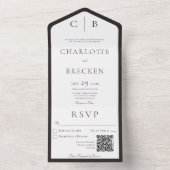 Minimaler QR-Code für Holzkohle-Schwarz-Weiß-Monog All In One Einladung (Innen Boden)