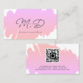 Minimaler QR-Code für moderne rosa Monogramm Telefonnummerkarte (Vorne/Hinten)