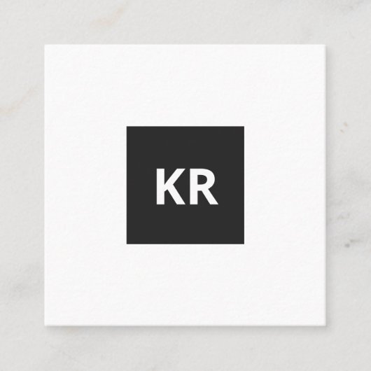 Minimaler QR-Code für moderne White Monogram Quadratische Visitenkarte (Vorderseite)