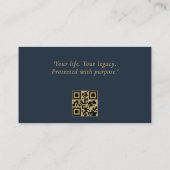 Minimaler QR-Code für Navy Blue Gold Visitenkarte (Rückseite)