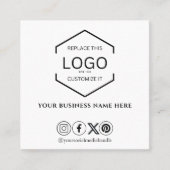 Minimaler QR-Code für Social Media Schwarz und Wei Quadratische Visitenkarte (Vorderseite)