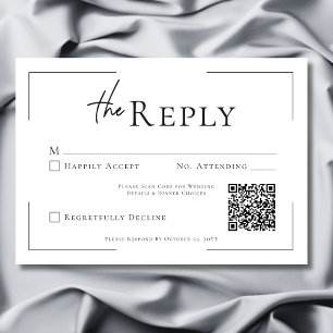 Minimaler QR-Code für Typografie, Schwarz/Weiß RSVP Karte