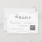 Minimaler QR-Code für Typografie, Schwarz/Weiß RSVP Karte (Vorderseite)