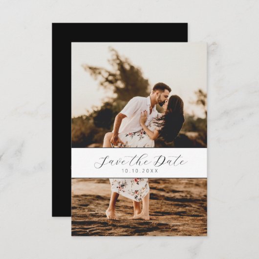 Minimaler QR-Code für weißes Foto Save the Date (Vorne/Hinten)