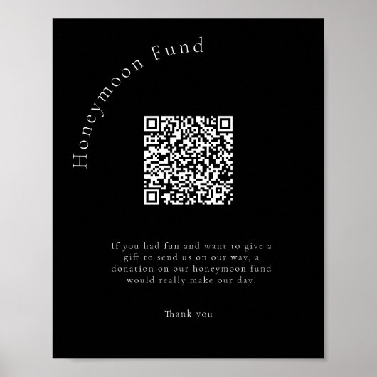 Minimaler QR-Code Hochzeitsfonds Poster (Vorne)