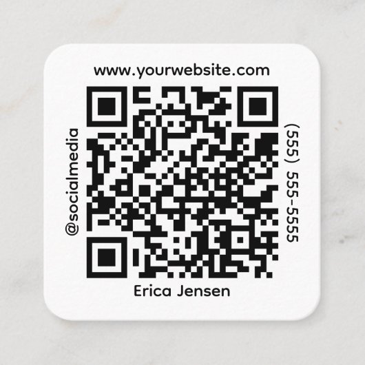 Minimaler QR-Code-Inhaber Quadratische Visitenkarte (Vorderseite)