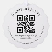 minimaler qr Code kleine Unternehmen Schönheitssal Ornament Karte (Vorderseite)