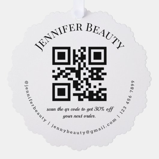 minimaler qr Code kleine Unternehmen Schönheitssal Ornament Karte (Vorderseite)