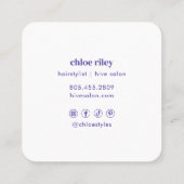 Minimaler QR-Code Lila Wasserfarbe Quadratische Visitenkarte (Rückseite)