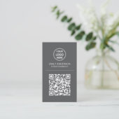 Minimaler QR-Code-Logo-Minimal grau Visitenkarte (Stehend Vorderseite)
