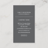 Minimaler QR-Code-Logo-Minimal grau Visitenkarte (Rückseite)