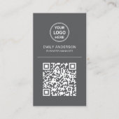 Minimaler QR-Code-Logo-Minimal grau Visitenkarte (Vorderseite)