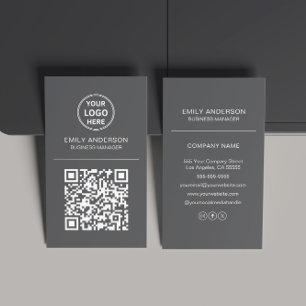 Minimaler QR-Code-Logo-Minimal grau Visitenkarte