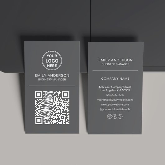 Minimaler QR-Code-Logo-Minimal grau Visitenkarte