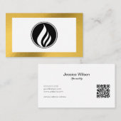 Minimaler QR-Code-Logo mit Goldrahmen-Visitenkarte Visitenkarte (Vorne/Hinten)