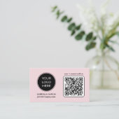Minimaler QR-Code-Logo-Visitenkarte für Rosa Rosa Visitenkarte (Stehend Vorderseite)