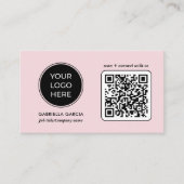 Minimaler QR-Code-Logo-Visitenkarte für Rosa Rosa Visitenkarte (Vorderseite)