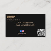 Minimaler QR-Code | Personal Trainer Fitness Foto Visitenkarte (Rückseite)