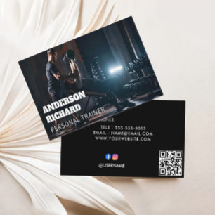 Minimaler QR-Code Personal Trainer Fitness Foto Visitenkarte
