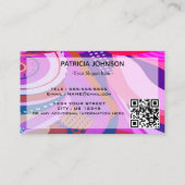 Minimaler QR-Code | Retro-Script Lila rosa Visitenkarte (Rückseite)