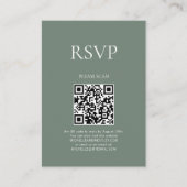 Minimaler QR Code Sage Green Wedding RSVP Begleitkarte (Vorderseite)