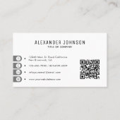 Minimaler QR-Code Schwarz und Weiß Visitenkarte (Rückseite)