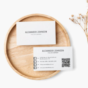 Minimaler QR-Code Schwarz und Weiß Visitenkarte