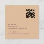 Minimaler QR-Code Terracotta pink leaf Quadratische Visitenkarte (Rückseite)