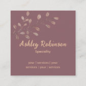 Minimaler QR-Code Terracotta pink leaf Quadratische Visitenkarte (Vorderseite)