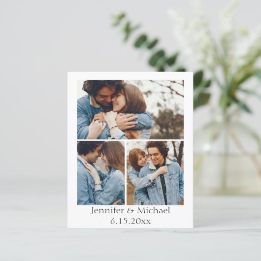 Minimaler qr Code uAwg 4 Fotos Hochzeitseinladung (Stehend Vorderseite)