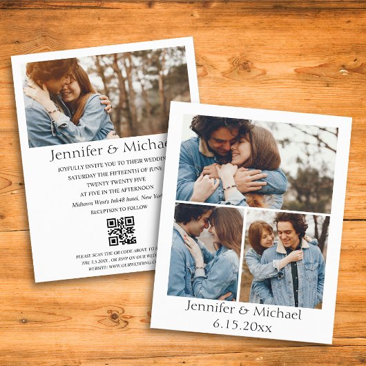 Minimaler qr Code uAwg 4 Fotos Hochzeitseinladung