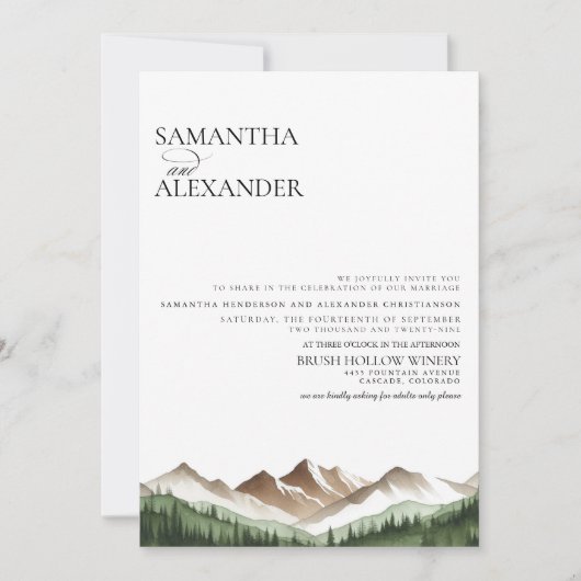 Minimaler QR Code und Details Hochzeit Einladung (Vorderseite)