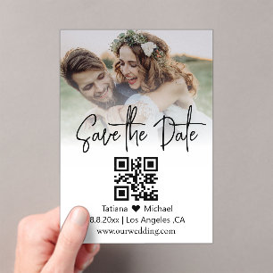 minimaler qr-Code verblasst Foto Save the Date Acryleinladungen