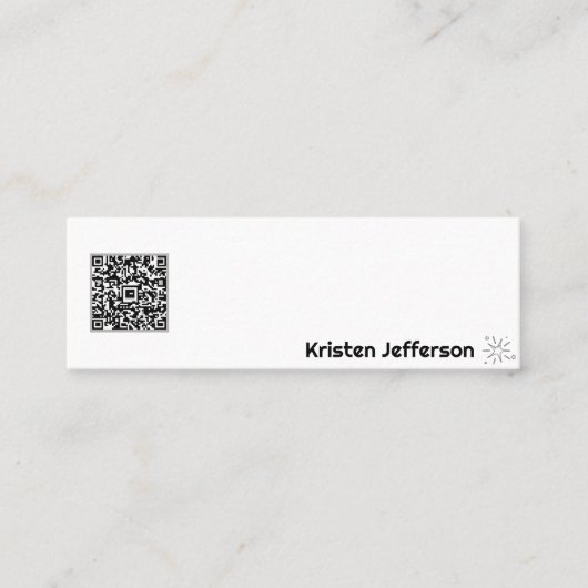 Minimaler QR Code Weißer einfacher Star Mini Visitenkarte (Vorderseite)