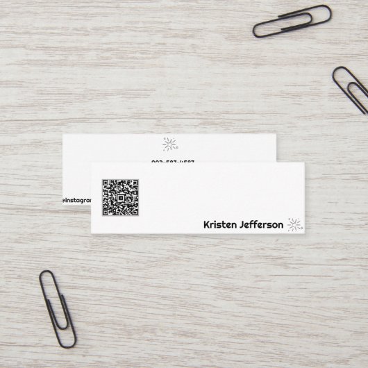 Minimaler QR Code Weißer einfacher Star Mini Visitenkarte (Vorderseite/Rückseite Beispiel)
