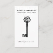 Minimaler Real Anwesen Vintager Schlüssel Visitenkarte (Rückseite)