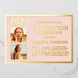 Minimaler Real Gold Foil Rahmen Foto Abschluss Folieneinladung