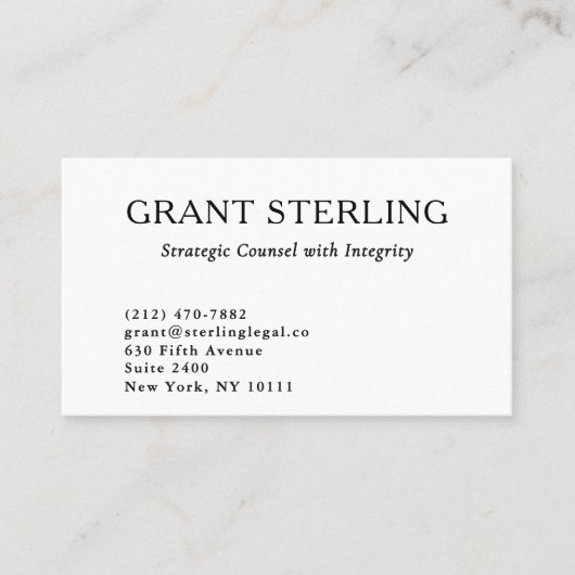 Minimaler Rechtsanwalt auf Schwarz-weißem Rechtswe Visitenkarte (Vorderseite)