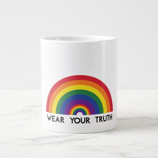 Minimaler Regenbogenbogen Moderne Farbige Aussage Jumbo-Tasse (Vorderseite)